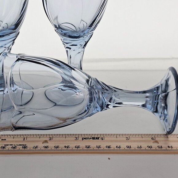 3 Noritake Sweet Swirl Wine Glasses Lt Blue 6.75" goblet vtg Japan 80s glassware - Picture 5 of 7